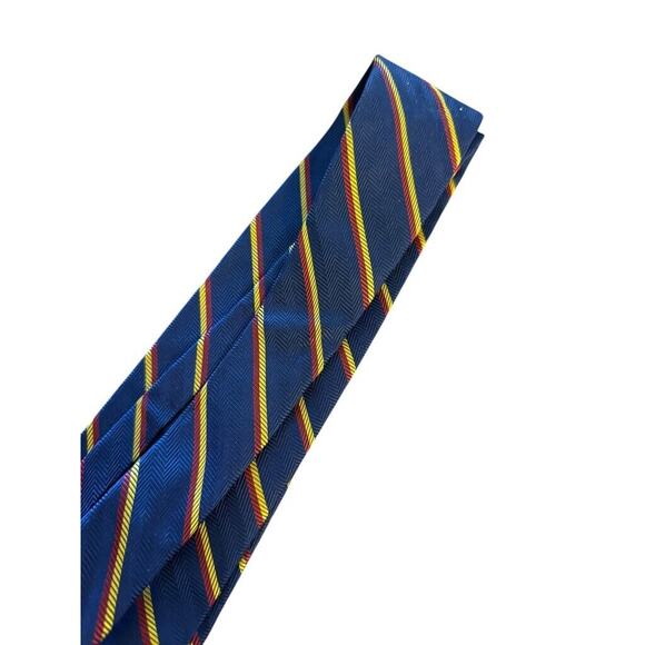 Brooks Brothers Makers USA Made Diagonal Striped Blue Neck Tie Silk Herringbone - Picture 3 of 12